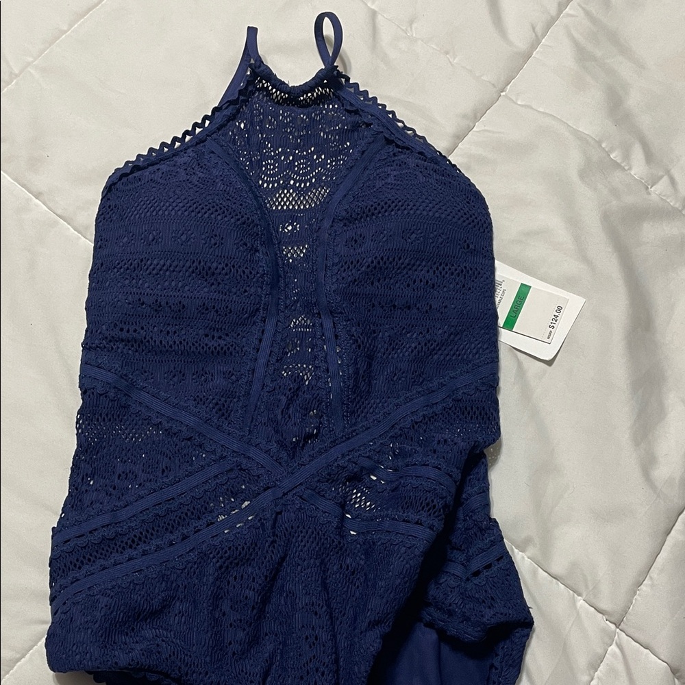 Cupshe Deep Blue Lace Swimsuit